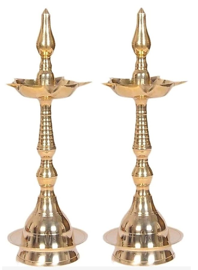 Brass Gallery معرض النحاس النحاسي ديوالي بوجا زيت ديا كاشي سامايي للجوفت والبوجا (الارتفاع 12 بوصة، فانسي سامايي) - Image 1